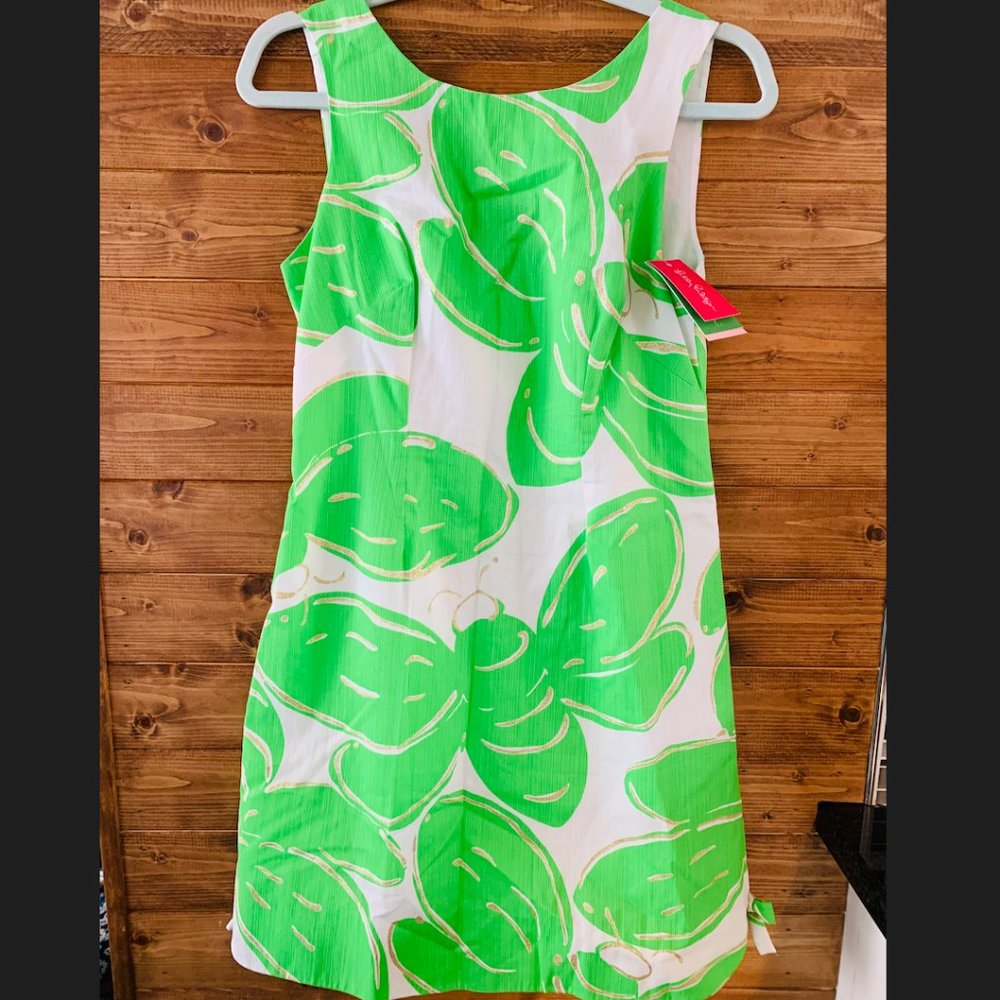Lilly Pulitzer Womens Resort Stinger Glitter Green Bee Shift Delia Dress - Picture 1 of 7